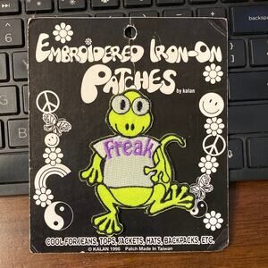 Hippie Vintage Kalan Patch Gecko Lizard Frog Toad FREAK Neon Green New Sealed